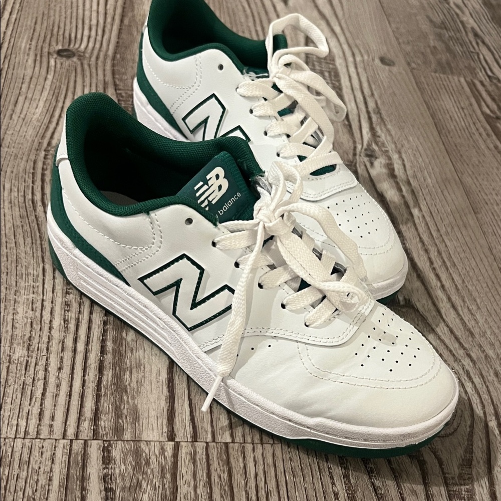 New Balance Men's White and Dark Green Sneakers